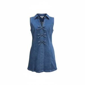 POTLI Denim Bow Tie Sleeveless Dress Size L / NWT
